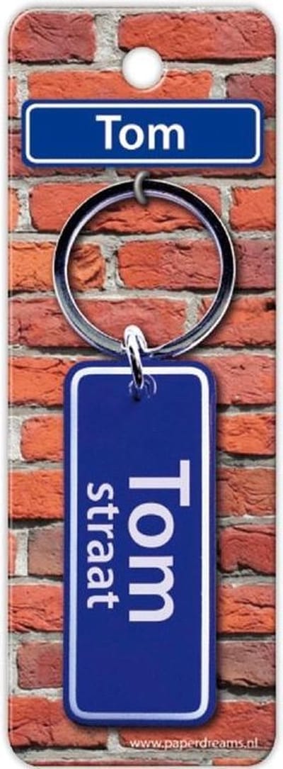 Paper Dreams Sleutelhanger Straatnaam Tom 9 Cm Staal Blauw