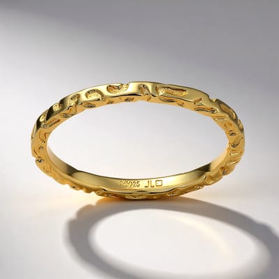 Cavill - Zilveren Ring 925 Sterling Zilver Verguld - Smalle Elegante Damesring met Golvend Oppervlak - Stijlvol en Tijdloos - Maten 17-19