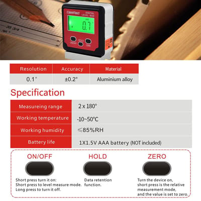 GemRed – boîte de niveau, jauge d'angle, détecteur d'angle numérique, inclinomètre, jauge de niveau, Base magnétique V-groove Magnetic Base rouge