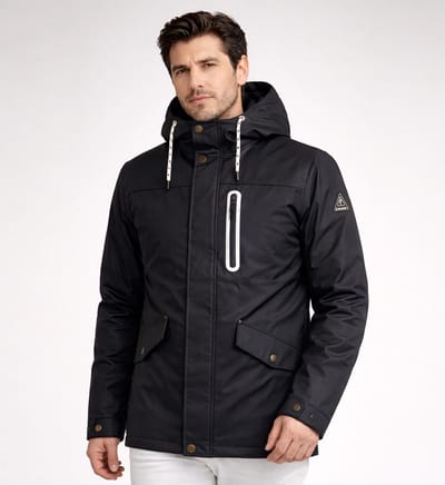 Lizzard Sports Heren Regenjas met Capuchon Zwart Maat S - Keytag edition LZ-KT-106 - Water-en winddicht met Rits & Drukknoopsluiding
