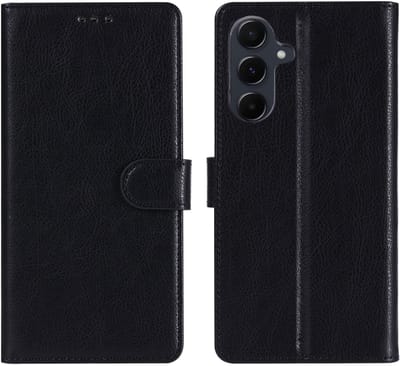 Ntech Hoesje Geschikt voor Samsung Galaxy A17 Hoesje Zwart - met Pasjeshouder en Standaardfunctie – bookcase Portemonnee