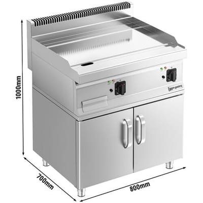 GGM Gastro Elektro Bratplatte - mit Hartchrom-Beschichtung - 8 kW - Glatt - inkl. Unterbau mit 2 Türen
