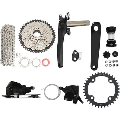 Groupe 8 Vitesses Volant Creux 42T Kit de Changement de Vitesse pour Vélo avec Manette de Dérailleur Chaîne Dérailleur Arrière pour Modification de Vélos Crankset 36T black