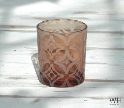 Theelichthouder glas / Glazen theelichthouder / Waxinelicht houder glas / Theelicht glas bruin Windy Hill Jack Large 10 x 12,5cm