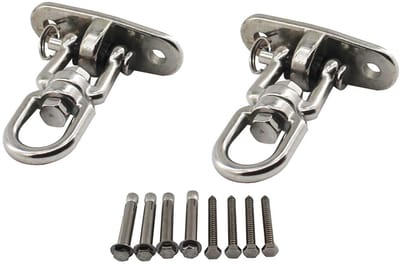 Allecto - 304 rvs schommelhanger - 360° draaibaar - Zware swing gesp - Zilver - Hangmat bevestiging - Geschikt voor houten en beton oppervlakken
