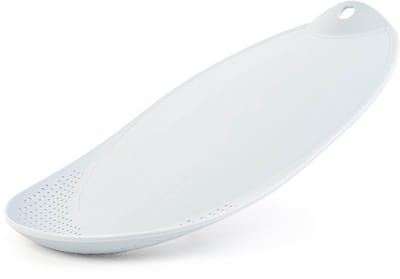 KADAX Snijplank met afwateringssysteem, moderne fruit- en groenteplank, robuuste snijmat met greepgat, keukenplank (lichtgrijs)