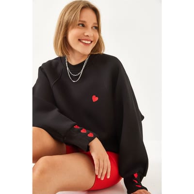Geborduurde Ronde Hals Lange Mouwen Sweatshirt