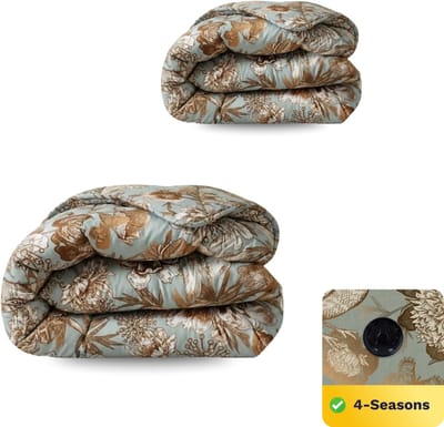 Zelesta Wonderbed Botanic Chique 140x200 - Dekbed zonder overtrek - 4 Seizoenen Dekbed - Wasbaar dekbed - Hoesloos dekbed - 2 in 1 Dekbed