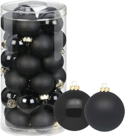 72x stuks glazen kerstballen zwart 4 cm glans en mat - Kerstboomversiering zwart
