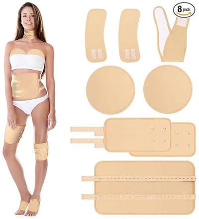 Verstelbare ricinusolie tailleband 8-delige set – herbruikbare elastische compressie buikriem voor essentiële olie therapie en slaapondersteuning