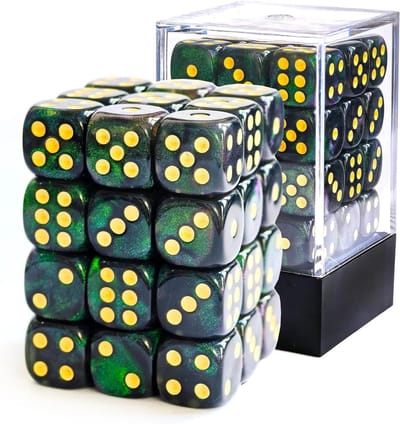 Dobbelstenen set - Zeszijdige matrijzen - Spelplezier verhogen - Maansteen effect - 36 stuks 12mm - Donkergroen parelmoer
