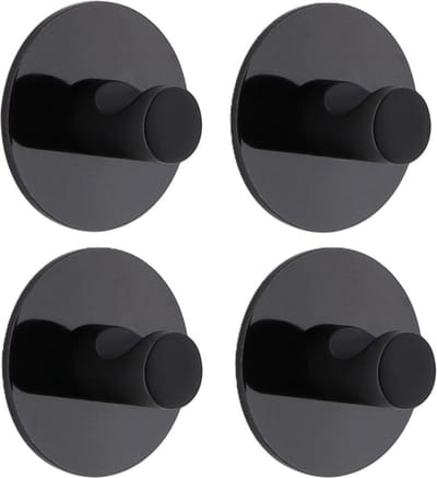 Tendance Plakhaakje rond - 4x stuks - Diameter 4 cm - Zelfklevende ophang haakjes - zink - zwart - keuken/badkamer haken