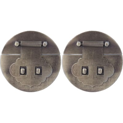 2 Ensembles 7cm Boucle de Boîte en Bois Antique Bronze Rond Protection Contre la Rouille Alliage de Zinc Boucle de Boîte pour Bijoux gray