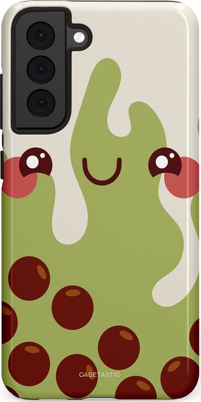 Casetastic Hoesje Geschikt voor Samsung S21 FE - Stijlvolle Beschermende Duo-layer Case - Smeltende pistache bolletjes