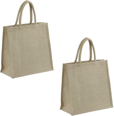 Boodschappentas - 4x - naturel - jute - 35 x 34 cm - strandtas - shopping bag - tas - hengsels - draagtas