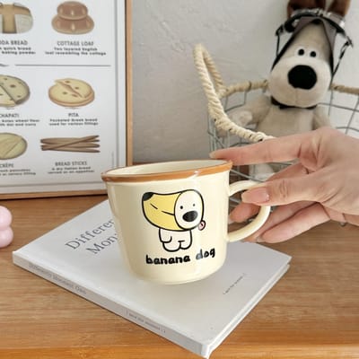 Creatieve Banaan Hond Keramische Mok Verjaardagscadeau Meisjes Kopje Hoog-Pretty Schattig Huishoudelijk Waterkopje Koffiekopje 301-400ml
