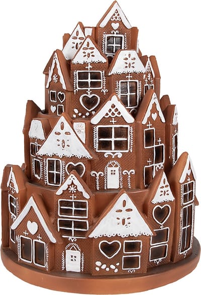 Clayre & Eef Gingerbread house met LED Ø 21x26 cm Bruin Polyresin