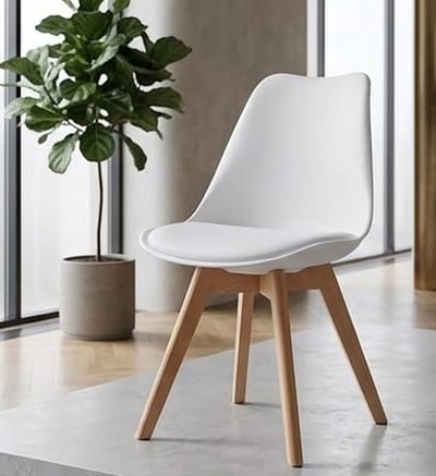 AARHUS Luxe Eetkamerstoelen 4 Stuks – Wit – Massief Beukenhouten Poten – Scandinavisch Retro Design – Comfortabele Kuipstoel voor Keuken & Eetkamer-Casa Serena – Afmetingen op aanvraag – Casa Dorada