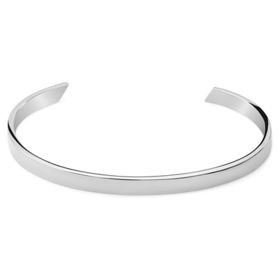 5 mm Gepolijste, verstelbare manchetarmband van gerhodineerd 925 sterling zilver
