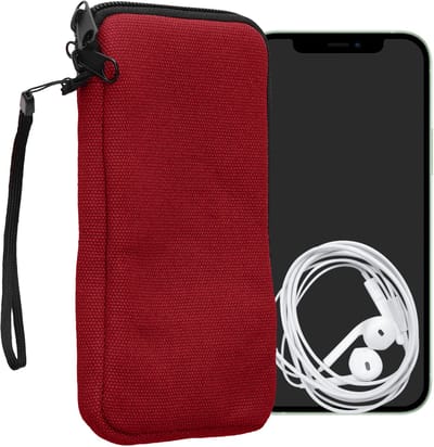 kwmobile Telefoontasje geschikt voor XXL - 7" smartphones - Universeel smartphone hoesje van canvas - 17,7 x 8,5 cm - In wijnrood