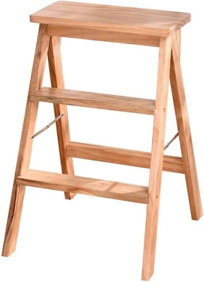 Houten Opstapje - Krukje Trapje - Keuken Hulpje - Stevig Ontwerp - Max 100kg - Houtkleur