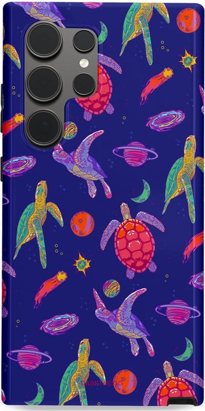 Casetastic Hoesje Geschikt voor Samsung S24 Ultra - Stijlvolle Beschermende Duo-layer Case - Kosmische schildpad