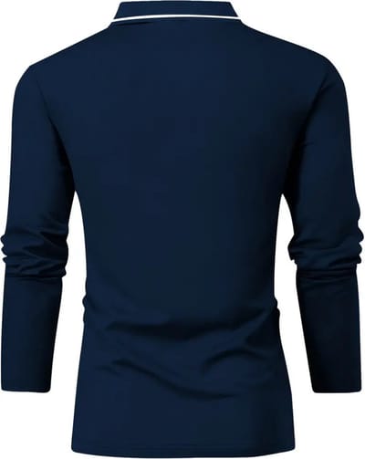 Bovista Poloshirt Heren - T-Shirt Heren - Shirt - Overhemd - Polo Shirt Lange Mouwen - Marineblauw - S