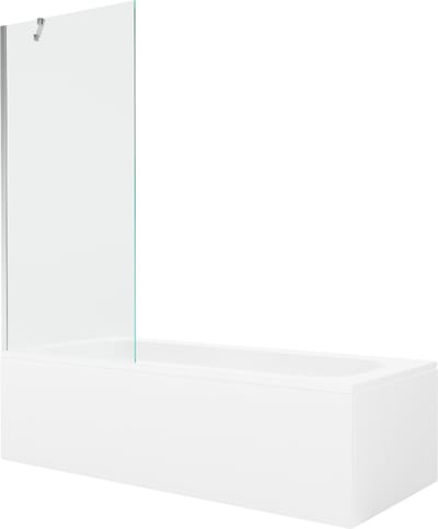 Mexen Vega rechthoekig bad 150 x 70 met ombouw en 1-deurs scherm 80 , transparant, chroom - 550115070X9508000001