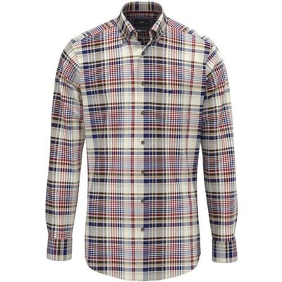 Fynch-Hatton Overhemd Colorful Flannel Multi Check Garnet Red-Multi / male