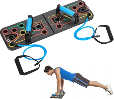 Opvouwbaar Fitnessbord met Expanders - Push-up Bord voor Rug, Armen en Triceps - Multifunctioneel en Duurzaam - Spiertraining