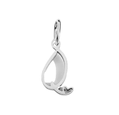 Ketting en hanger - letter - Q - zilver kleur - charm- stainless steel - verkleurt niet - hypo allergeen - perfect cadeau - liefde - hartje
