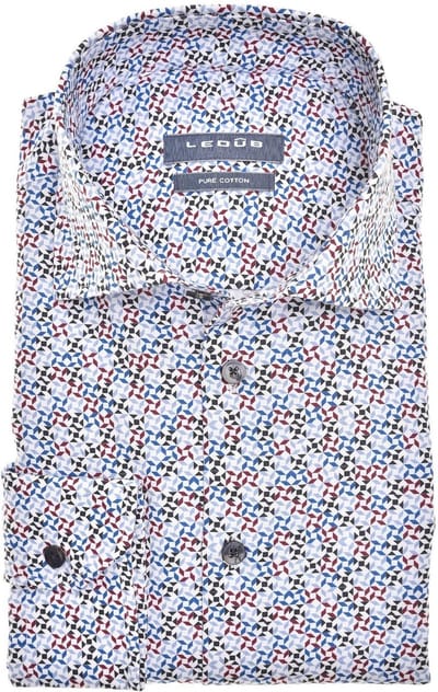 Ledub Overhemd Print Lichtblauw - Maat 39 - Heren - Overhemden Casual