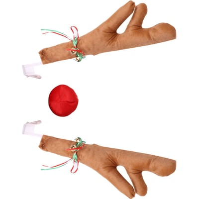 Auto rendiergewei neusset Leuke grappige rendierautoset met bellen voor kerstautodecoratie brown