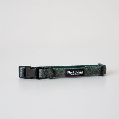 Pip & Palms - Honden Halsband Groovy Green - Groen - Maat XS (22–30 cm) - 1,5cm breed - Comfortabel & Stijlvol - Hondenhalsband - voor Kleine honden