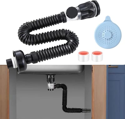 Afvoerpijpset Waskom - Sifon Set - Voorkomt Geurtjes - Flexibele Pijp - 32mm Pijp - Zwart