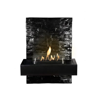 Xaralyn Bio-ethanol wandhaard - Quero BST - zwart steendecor - 2 KW verwarming - wandombouw inclusief inbouwhaard - sfeerhaard