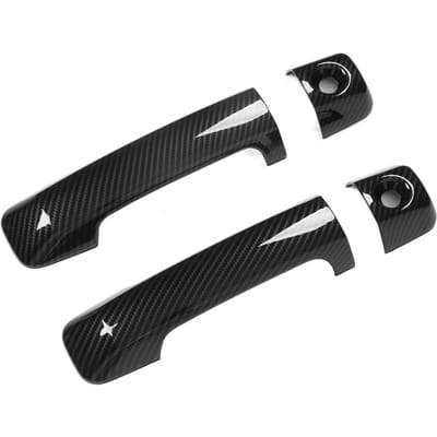 4 Stuks Auto Buitendeur Handgreep Paneel Koolstofvezel Stijl Buitenste Handgreep Cover Sierstrip Sticker voor FJ black