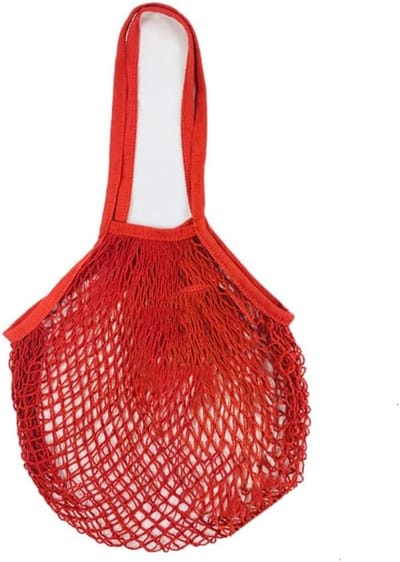 Draagbare Katoenen Herbruikbare Netten voor Boodschappen, Groenten en Fruit - Rood Mesh Tas voor Duurzaam Winkelen