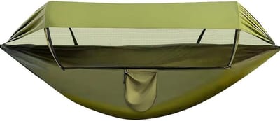 Kampeerhangmat met Klamboe - Hangmat met Luifel - Outdoor Ontspanning - 3-in-1 Ontwerp - 260 x 140 cm - Militair Groen