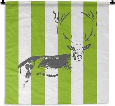 Wandkleed - Wanddoek - Patroon - Hert - Strepen - 90x90 cm - Wandtapijt