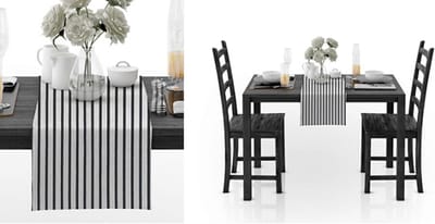 Tafelloper Linnen - Decoratieve Runner - Tafel Decoratie - Kreuk- en Krimpbestendig - 30x200CM - Zwart Wit