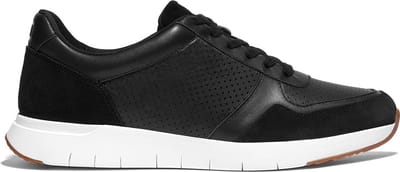 FitFlop F-Mode Suede/Leren Sneakers ZWART - Maat 37