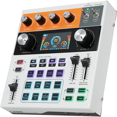 Carte son live C200 Mixeur audio multifonction Console de mixage Carte son Accompagnement BT pour live multicolore