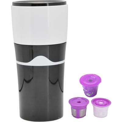 450ml Draagbare Druppelkoffiezetter Reizen Druppelkoffiemachine voor K Cup Capsules Grijs Wit L