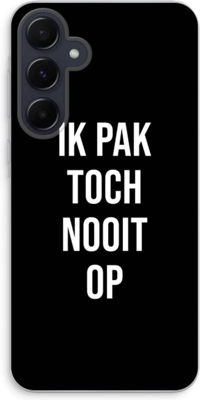 Case Company® - Hoesje geschikt voor Samsung Galaxy A55 hoesje - Ik pak nooit op - Zwart - Soft Cover Telefoonhoesje - Bescherming aan alle Kanten en Schermrand