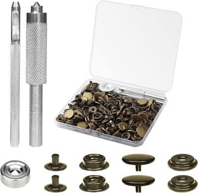 200 Stuks 15mm Metalen Drukknopen Set voor Leder, Kleding en Tassen - Rvs Snap Buttons voor Naaiwerk en Reparaties (Brons)