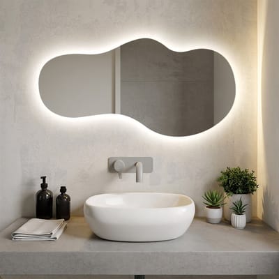 Coloray Toiletspiegel LED - Verlichte LED Spiegel - 40 cm x 80 cm - Wandspiegel met verlichting - Moderne Organische Grote Spiegel LED - Grote Organische Badkamerspiegel LED - Warm Wit 3000K