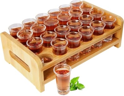 Cocktailshot Glazen Set met Houder en Dienblad - 24 Stuks 15ml voor Drankjes en Feestjes
