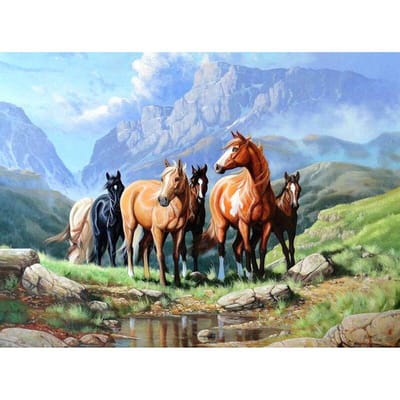 Peinture diamant cheval 5D à faire soi-même, broderie, mosaïque, Kit d'art Animal, décorations pour la maison 20X30CM gray