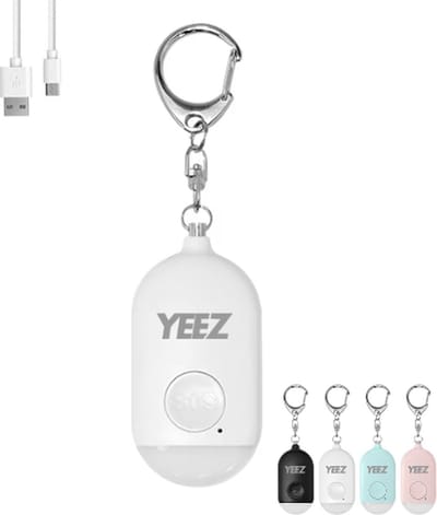 Yeez Oplaadbaar Persoonlijk Alarm – Zelfverdediging producten – Zelfverdediging Alarm – sleutelhangers – Alarm Persoonlijk – Alarm sleutelhanger – Oplaadbare Zaklamp Led